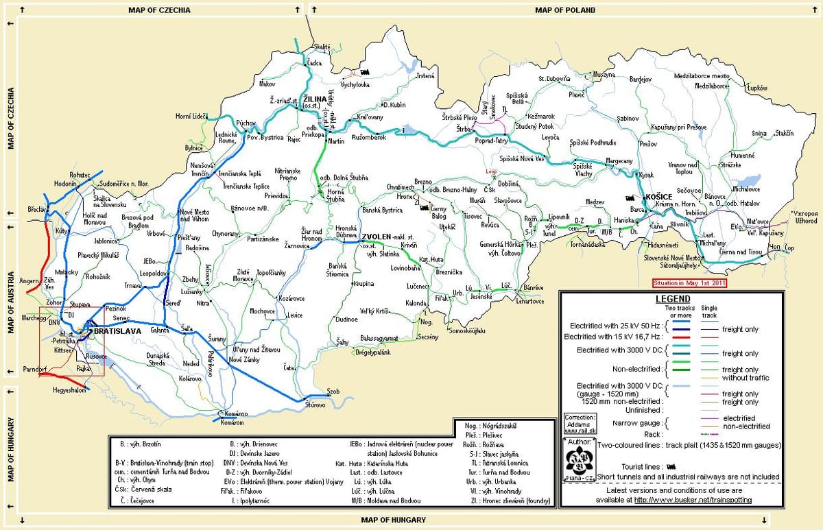 Slovakien tåg karta