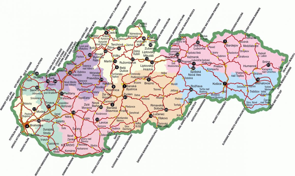 Slovakien turistattraktioner karta
