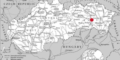 Karta över östra Slovakien