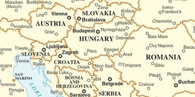 Karta Slovakien omgivande länder