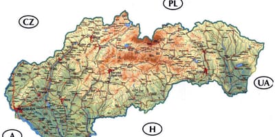Detaljerad karta över Slovakien