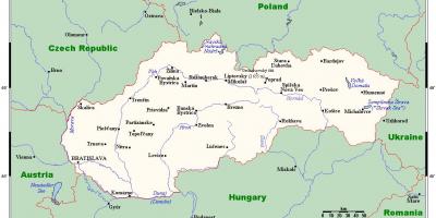 Karta över Slovakien med städer